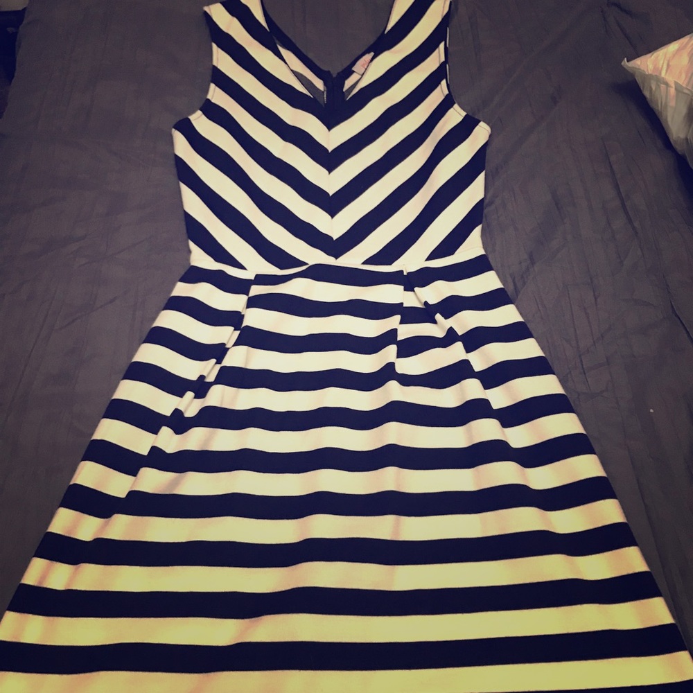 Black white striped dress